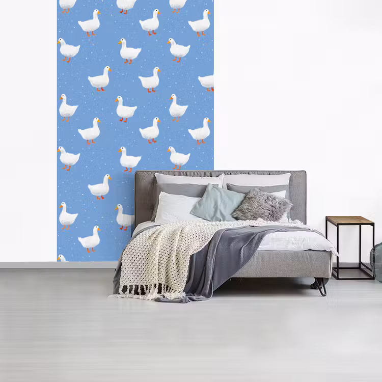 Ganzen - Elegant - Blauw fotobehang vinyl groot 66 -slaapkamer