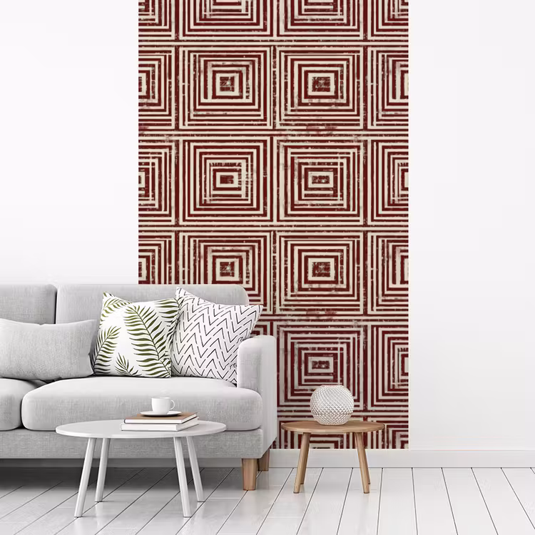 Geometrisch - Patroon - Rood fotobehang vinyl groot 66 -woonkamer