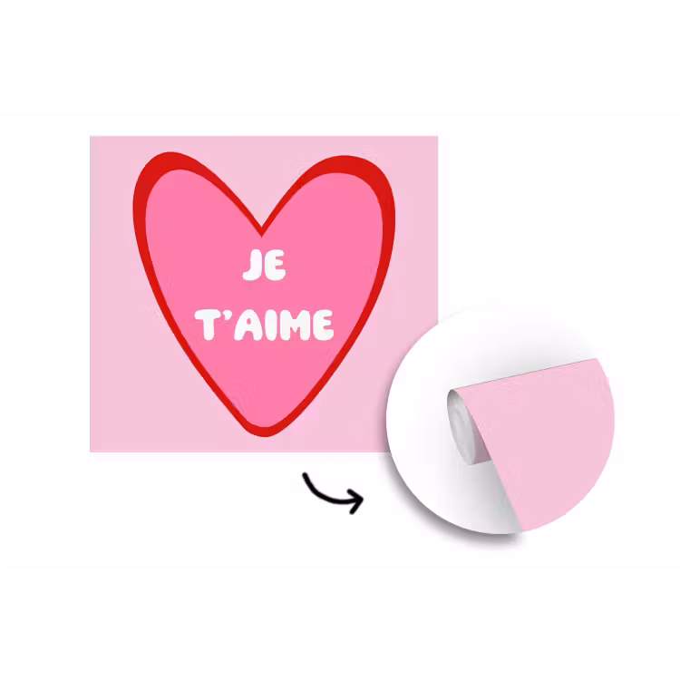 Hart - Frans - Valentijn - Roze fotobehang vinyl groot -3d