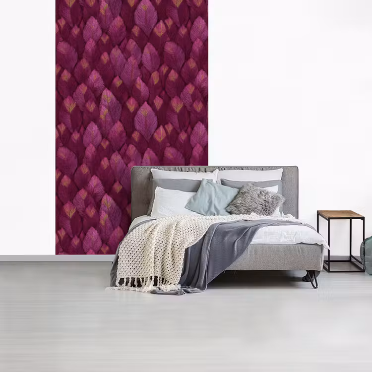 Bladeren - Patroon - Burgundy fotobehang vinyl groot 66 -slaapkamer