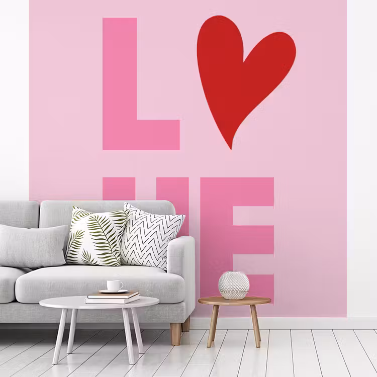 Love - Roze - Hart - Valentijn fotobehang vinyl groot -woonkamer