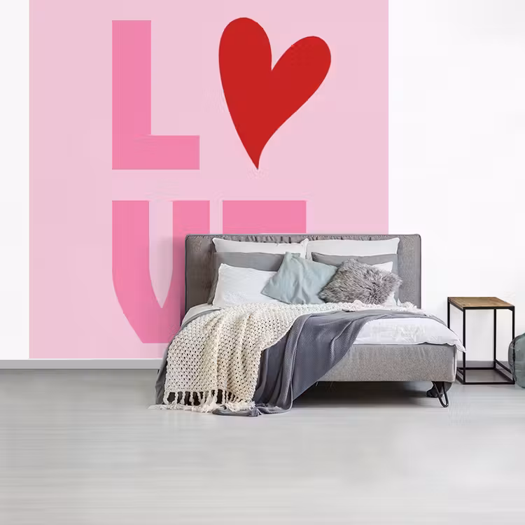 Love - Roze - Hart - Valentijn fotobehang vinyl groot -slaapkamer