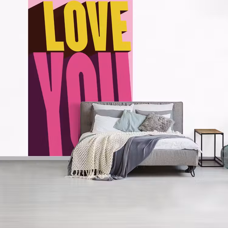 Love - Tekst - Roze - Valentijn fotobehang vinyl groot -slaapkamer