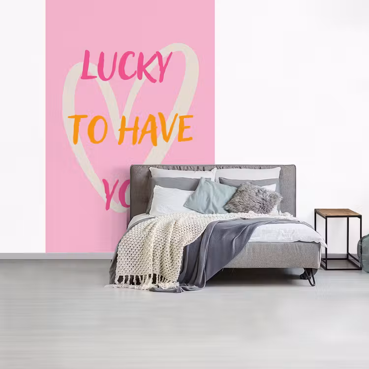 Lucky - Love - Valentijn - Roze fotobehang vinyl groot -slaapkamer