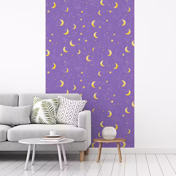 Manen - Sterren - Paars fotobehang vinyl groot 66 -woonkamer
