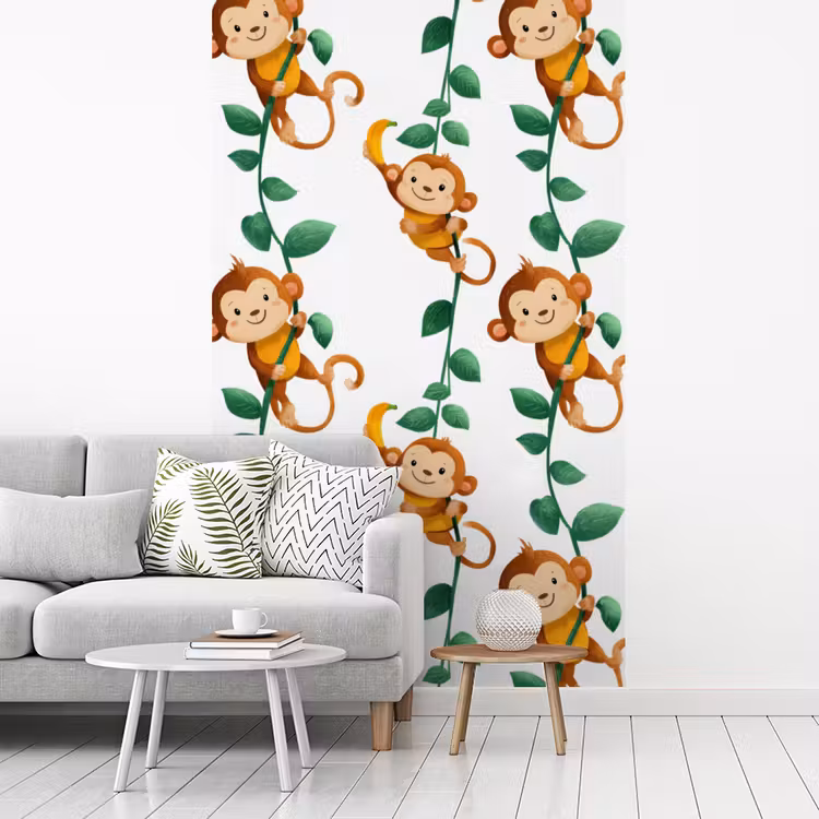 Apen - Lianen - Kleurrijk fotobehang vinyl groot 66 -woonkamer