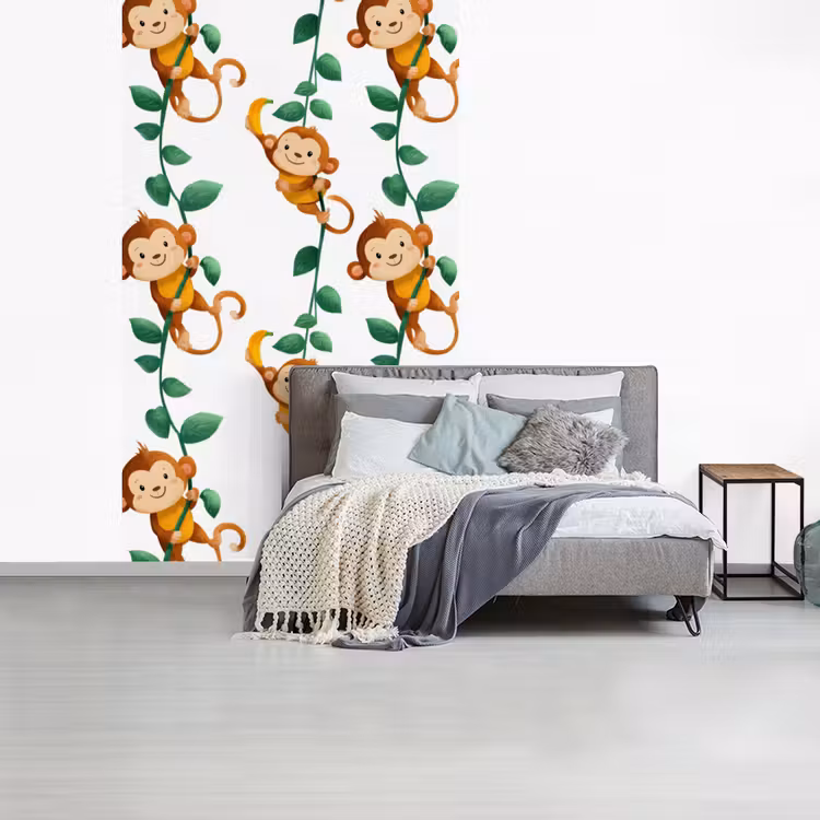 Apen - Lianen - Kleurrijk fotobehang vinyl groot 66 -slaapkamer