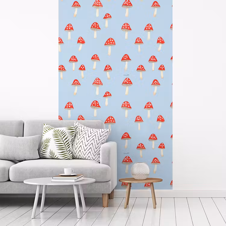 Paddenstoel -Sprookje - Blauw fotobehang vinyl groot 66 -woonkamer