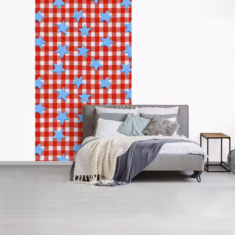 Ruit - Sterren - Rood fotobehang vinyl groot 66 -slaapkamer