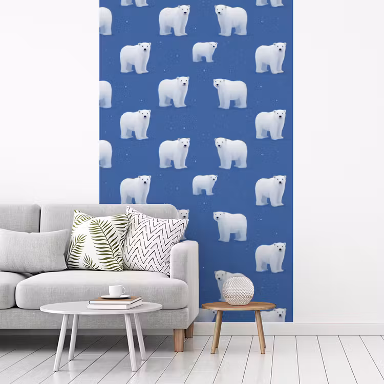 IJsbeer - Patroon - Blauw fotobehang vinyl groot 66 -woonkamer