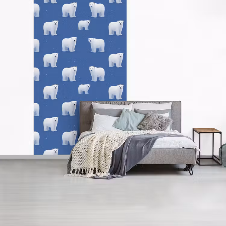 IJsbeer - Patroon - Blauw fotobehang vinyl groot 66 -slaapkamer