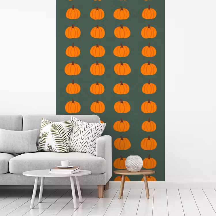Pompoen - Patroon - Oranje fotobehang vinyl groot 66 -woonkamer