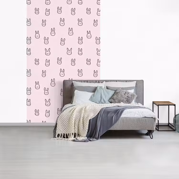 Konijnen - Minimalistisch - Roze fotobehang vinyl groot 66 -slaapkamer
