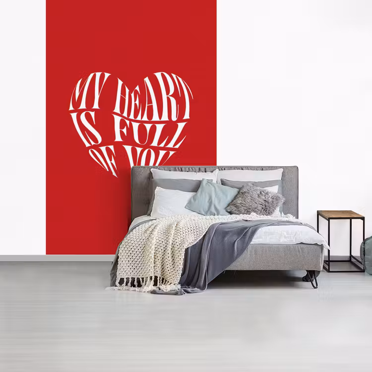 Rood - Hart- Tekst - Valentijn fotobehang vinyl groot -slaapkamer