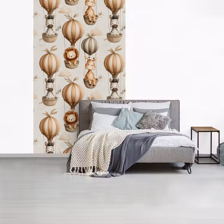 Safari - Luchtballonen - Taupe fotobehang vinyl groot 66 -slaapkamer