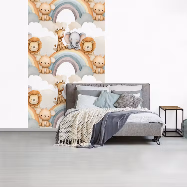 Safari - Regenboog - Kleurrijk fotobehang vinyl groot 66 -slaapkamer