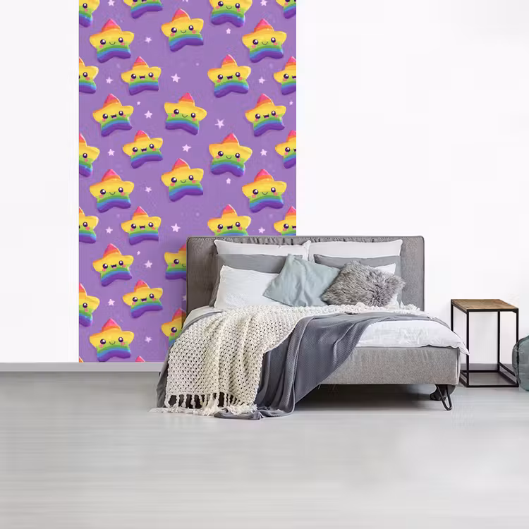 Sterren - Regenboog - Paars fotobehang vinyl groot 66 -slaapkamer
