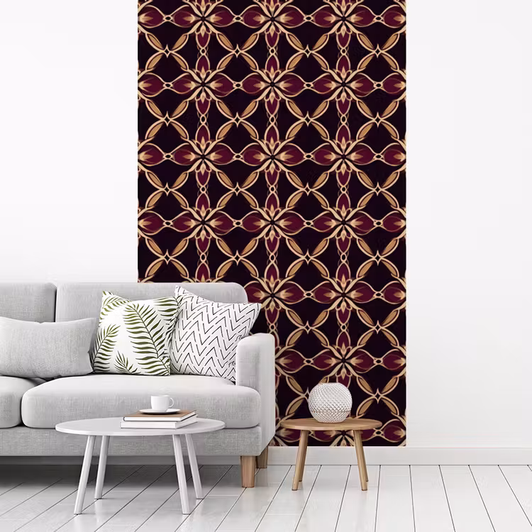 Symmetrisch - Tegel - Burgundy fotobehang vinyl groot 66 -woonkamer
