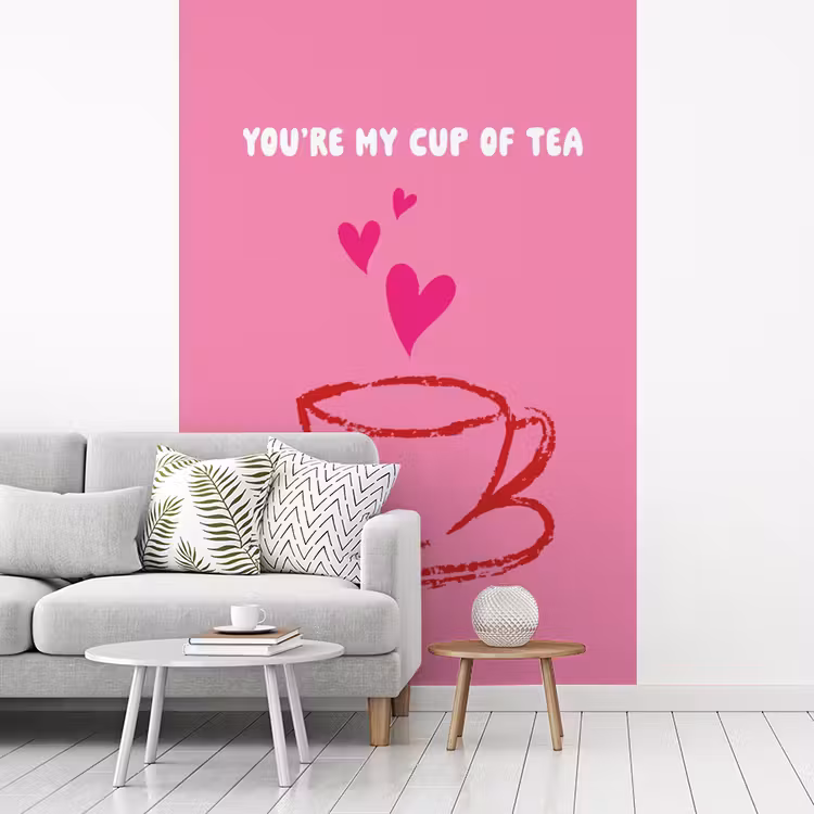 Thee - Roze - Valentijn - Tekst fotobehang vinyl groot -woonkamer