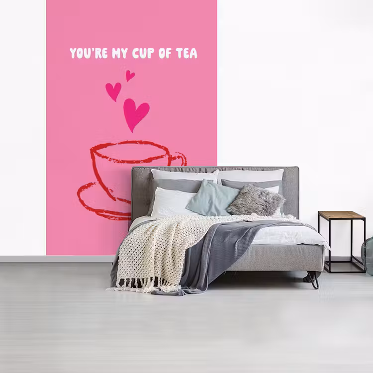 Thee - Roze - Valentijn - Tekst fotobehang vinyl groot -slaapkamer
