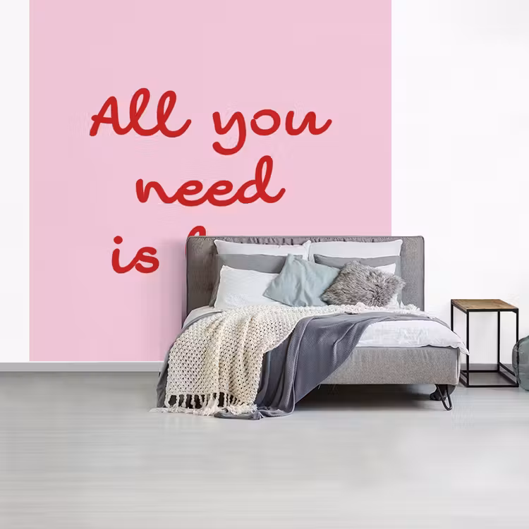 Tekst - Roze - Love - Hart fotobehang vinyl groot -slaapkamer