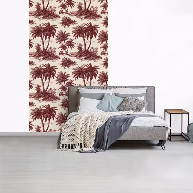 Tropisch - Geometrisch - Bordeauxrood fotobehang vinyl groot 66 -slaapkamer