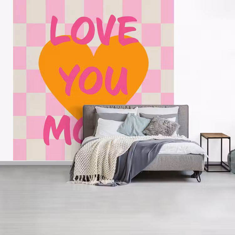 Valentijn - Love - Roze - Oranje fotobehang vinyl groot -slaapkamer