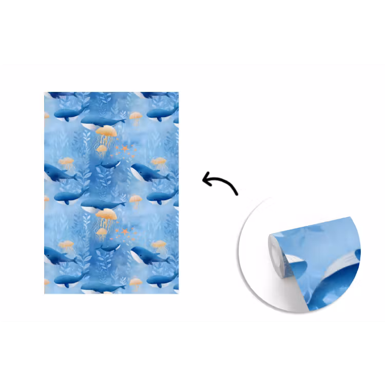 Walvissen - Oceaan - Blauw fotobehang vinyl groot 66 -3d