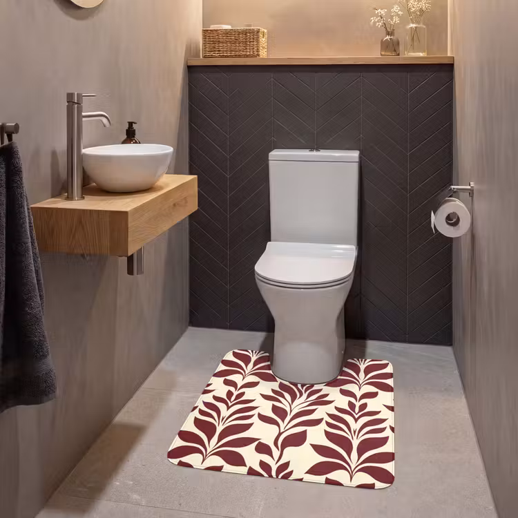Abstract - Bladeren - Burgundy WCmat U-uitsnede middel 1014 -sfeer2