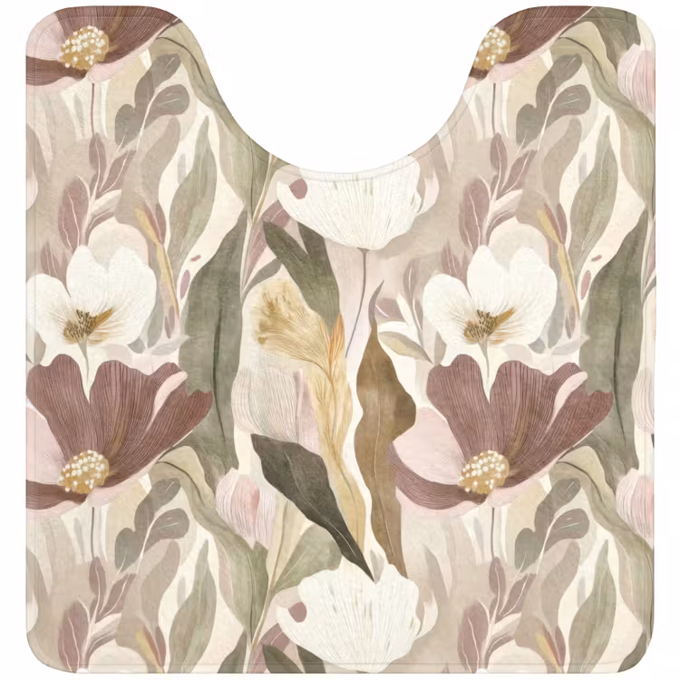 Bloemen - Aquarel - Kleurrijk WCmat U-uitsnede middel 1014 -3d