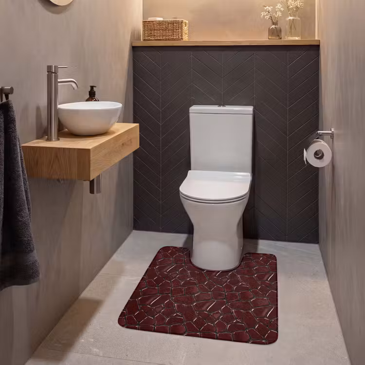 Mozaïek - Tegel - Bordeauxrood WCmat U-uitsnede middel 1014 -sfeer2