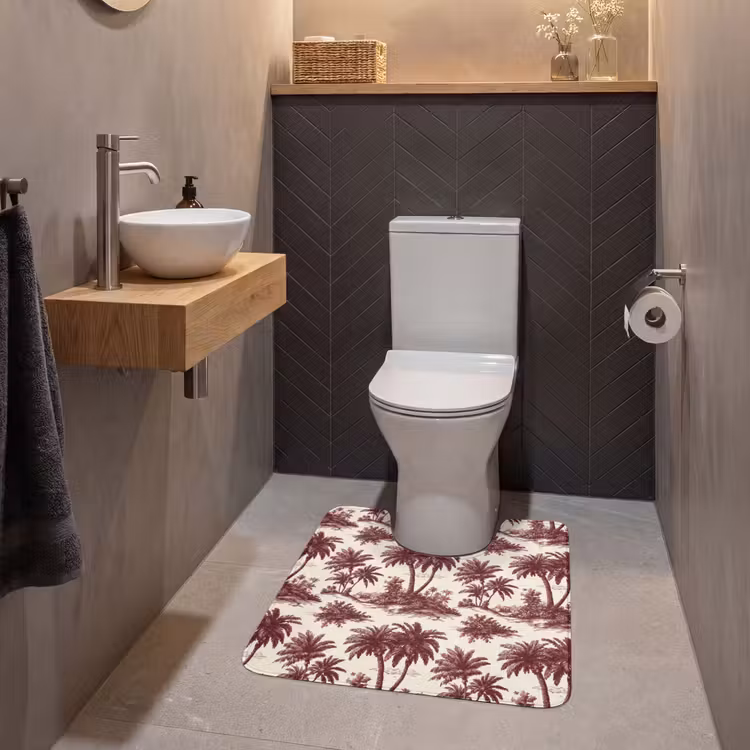 Tropisch - Geometrisch - Bordeauxrood WCmat U-uitsnede middel 1014 -sfeer2