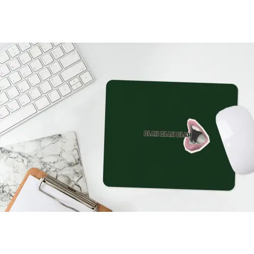 BLAH BLAH BLAH - Mond - Groen muismat rubber klein -witbureau