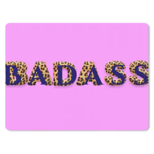 Felroze - Badass - Panterprint - Schaduw muismat rubber klein -3d