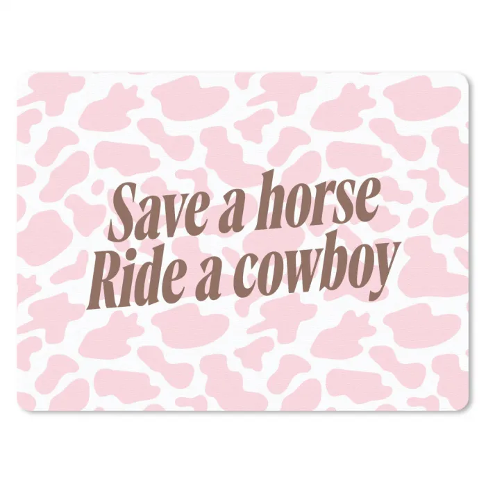 Koeienprint - Roze - Cowboy - Horse muismat rubber klein -3d