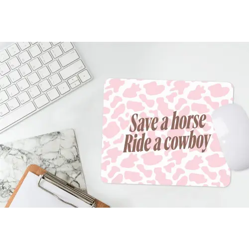 Koeienprint - Roze - Cowboy - Horse muismat rubber klein -witbureau
