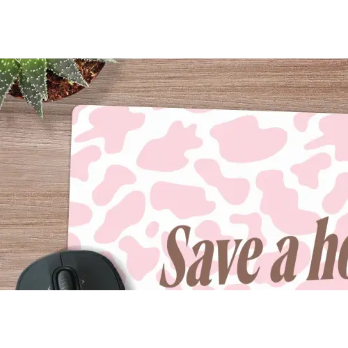 Koeienprint - Roze - Cowboy - Horse muismat rubber klein -closeup