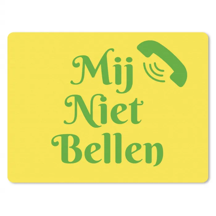 Mij niet bellen - Telefoon - Geel muismat rubber klein -3d