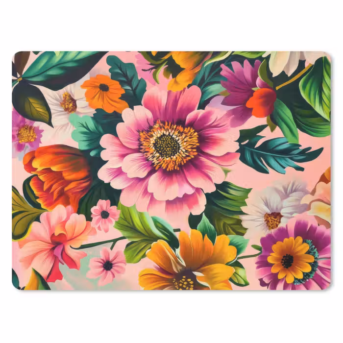 Mouse Pad - Flowers - Colorful - Pink