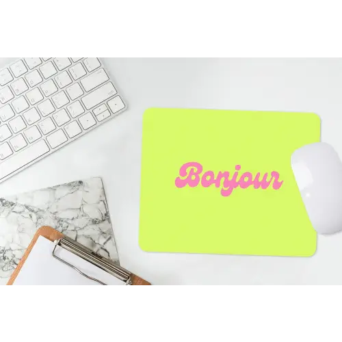Groen - Roze bonjour - Retro muismat rubber klein -witbureau