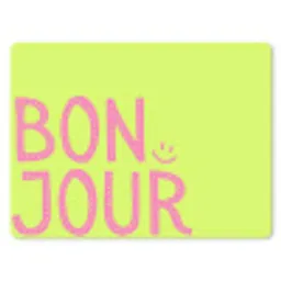 Groen - Smiley - Bonjour - Roze muismat rubber klein -3d