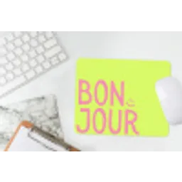 Groen - Smiley - Bonjour - Roze muismat rubber klein -witbureau