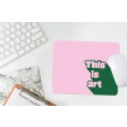 Groen - Teskt - This is art - Roze muismat rubber klein -witbureau