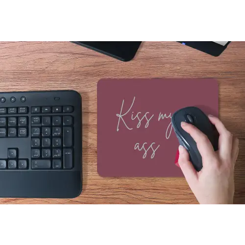 Kiss my ass - Lip - Bordeaux muismat rubber klein -toetsenbord