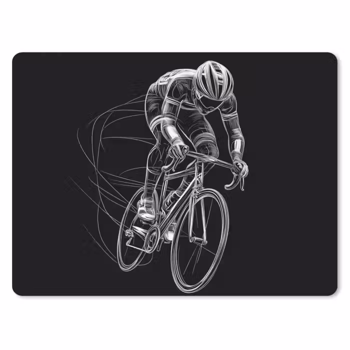 Mouse Pad - Line drawing - White - Cycling - Speed
