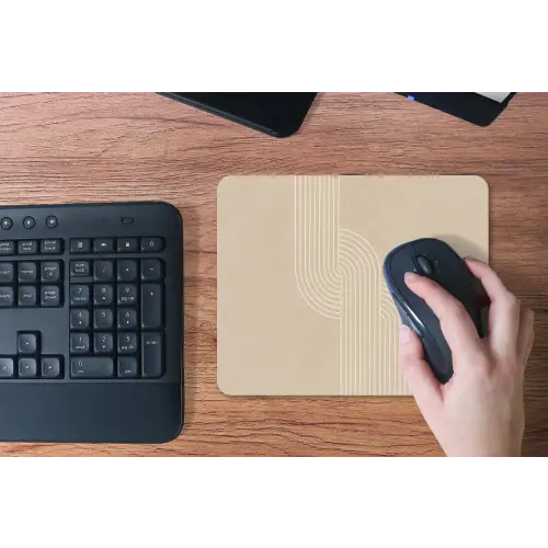 Parallelle lijnen - Lichte textuur - Beige muismat rubber klein -toetsenbord