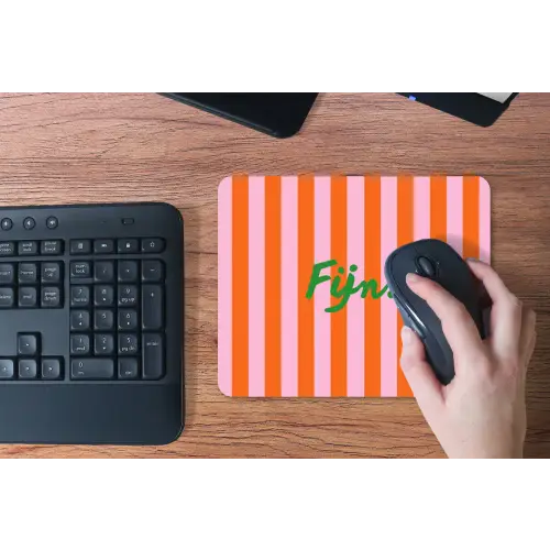 Patroon - Oranje - Fijn - Strepen muismat rubber klein -toetsenbord