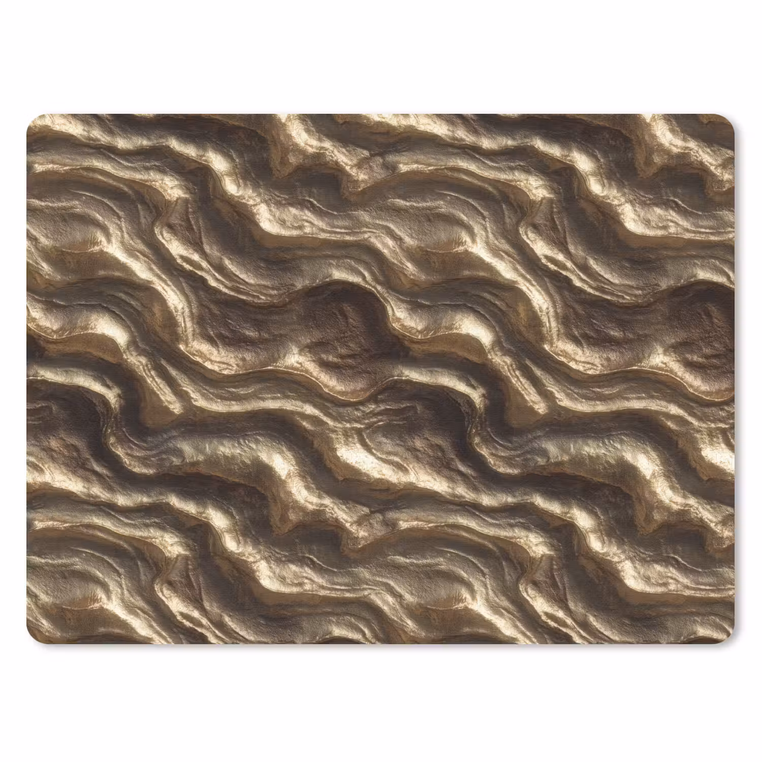 Mouse Pad - Relief - Waves - Abstract - Bronze Gold