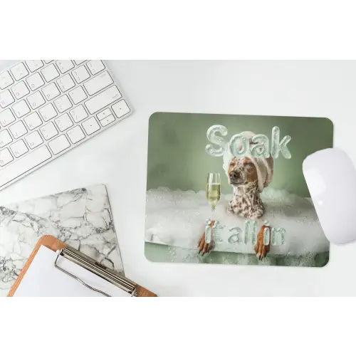 Soak it all in - Hond - Bad muismat rubber klein -witbureau