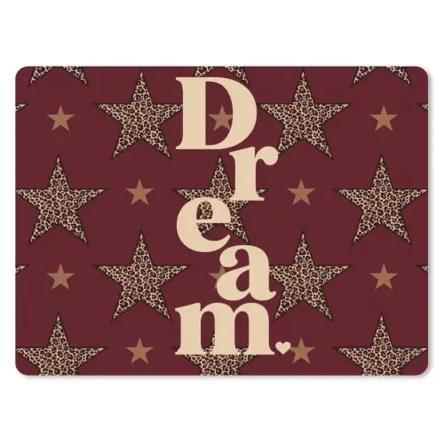Sterren - Luipaardprint - Dream - Bordeaux muismat rubber klein -3d